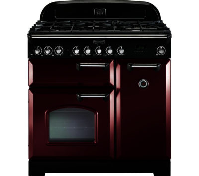 RANGEMASTER  Classic Deluxe 90 Dual Fuel Range Cooker - Cranberry & Chrome